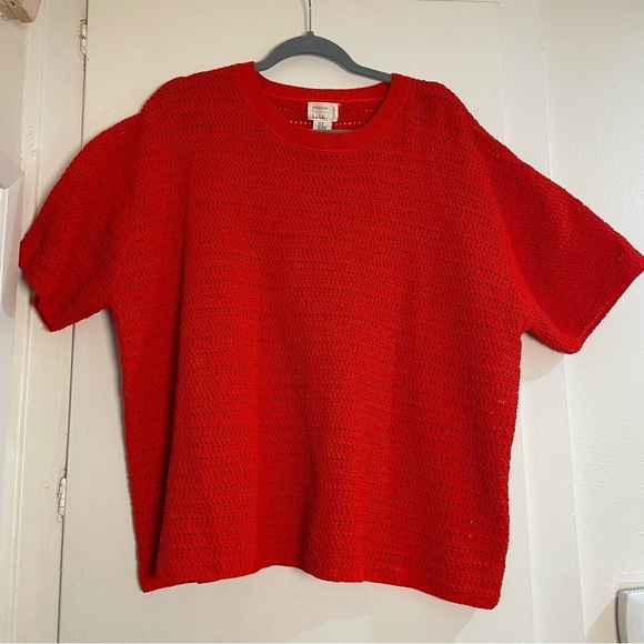 NWOT Nicole Miller Red Knit Short Sleeve Sweater Size 3XL - Picture 1 of 8